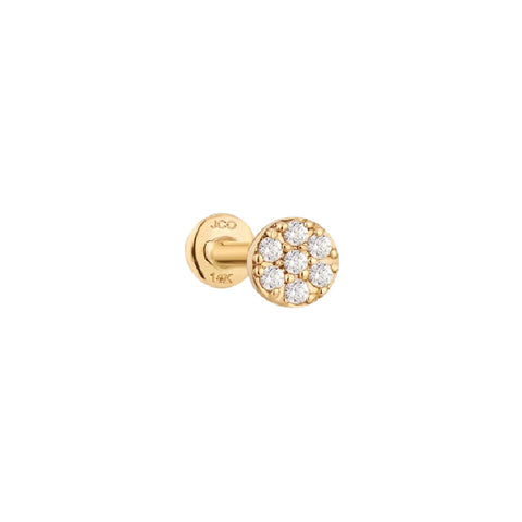 Single 14K Yellow Gold Diamond Disc Earring