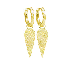 18K Yellow Gold Angel Wing Earring Charms