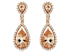 14K Rose Gold Morganite and Diamond Earrings