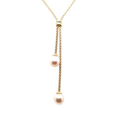 Gold Plated Sterling Silver Freshwater Pearl Lariat Necklace