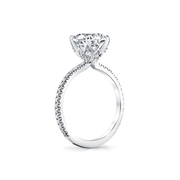 14K White Gold Diamond Engagement Ring Mounting Only