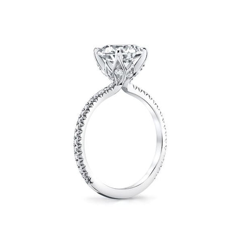 14K White Gold Diamond Engagement Ring Mounting Only
