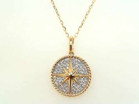 14K Yellow Gold North Star Diamond Necklace