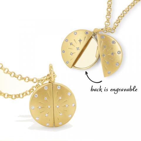 14K Yellow Diamond Locket Necklace