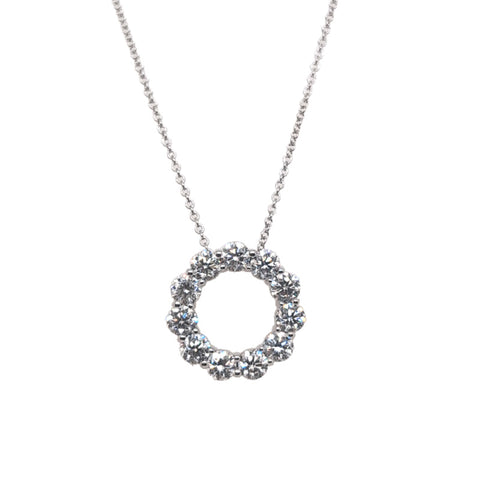 14K White Gold Diamond Circle Necklace