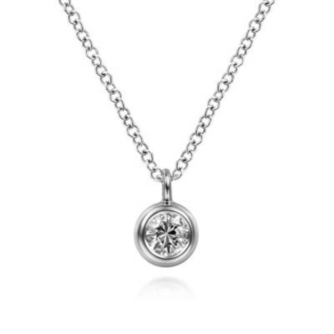 14K White Gold White Sapphire Necklace