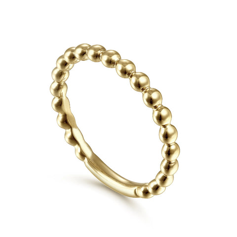 14K Yellow Gold Beaded Band