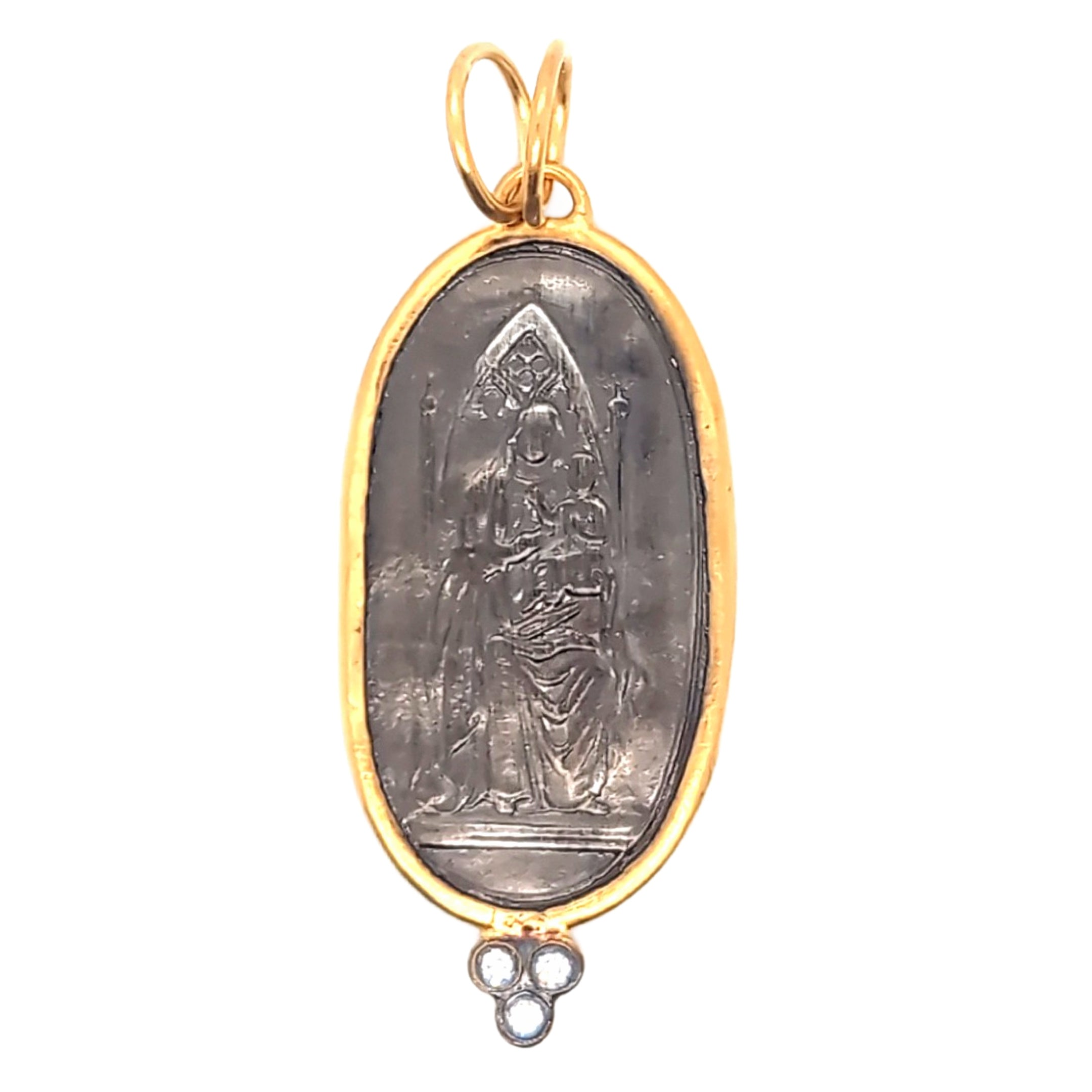 24K Vermeil Oval Coin Pendant
