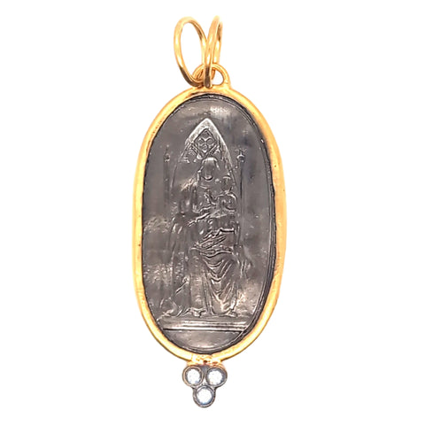 24K Vermeil Oval Coin Pendant