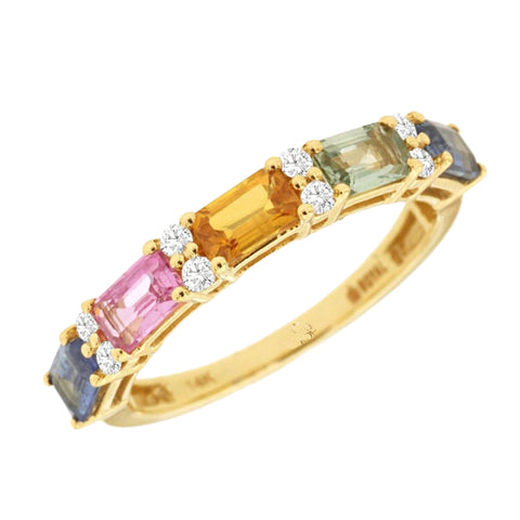14K Yellow Gold Sapphire and Diamond Ring
