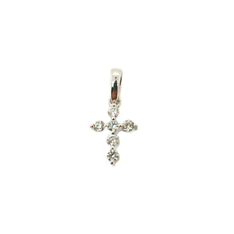 14K White Gold Mini Diamond Cross