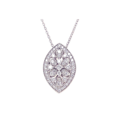 14K White Gold Diamond Pendant