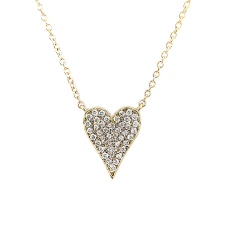 14K Yellow Gold Diamond Heart Necklace