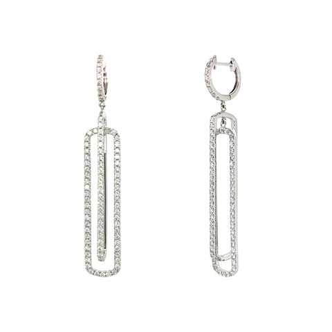 14K White Gold Diamond Drop Earrings