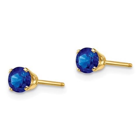 14K Yellow Gold Sapphire Birthstone Stud Earrings