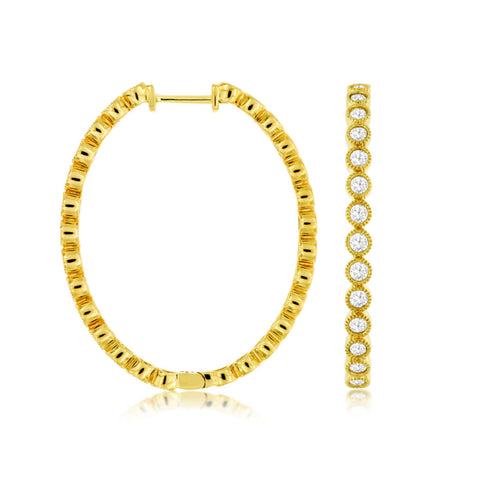 14K Yellow Gold Diamond Hoop Earrings