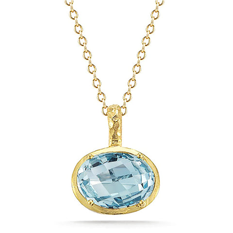 14K Yellow Gold Blue Topaz Pendant