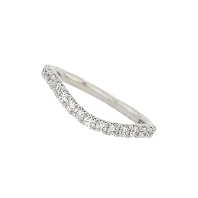 14K White Gold Curved Diamond Band
