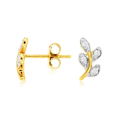 14K Yellow Gold Leaf Stud Earrings