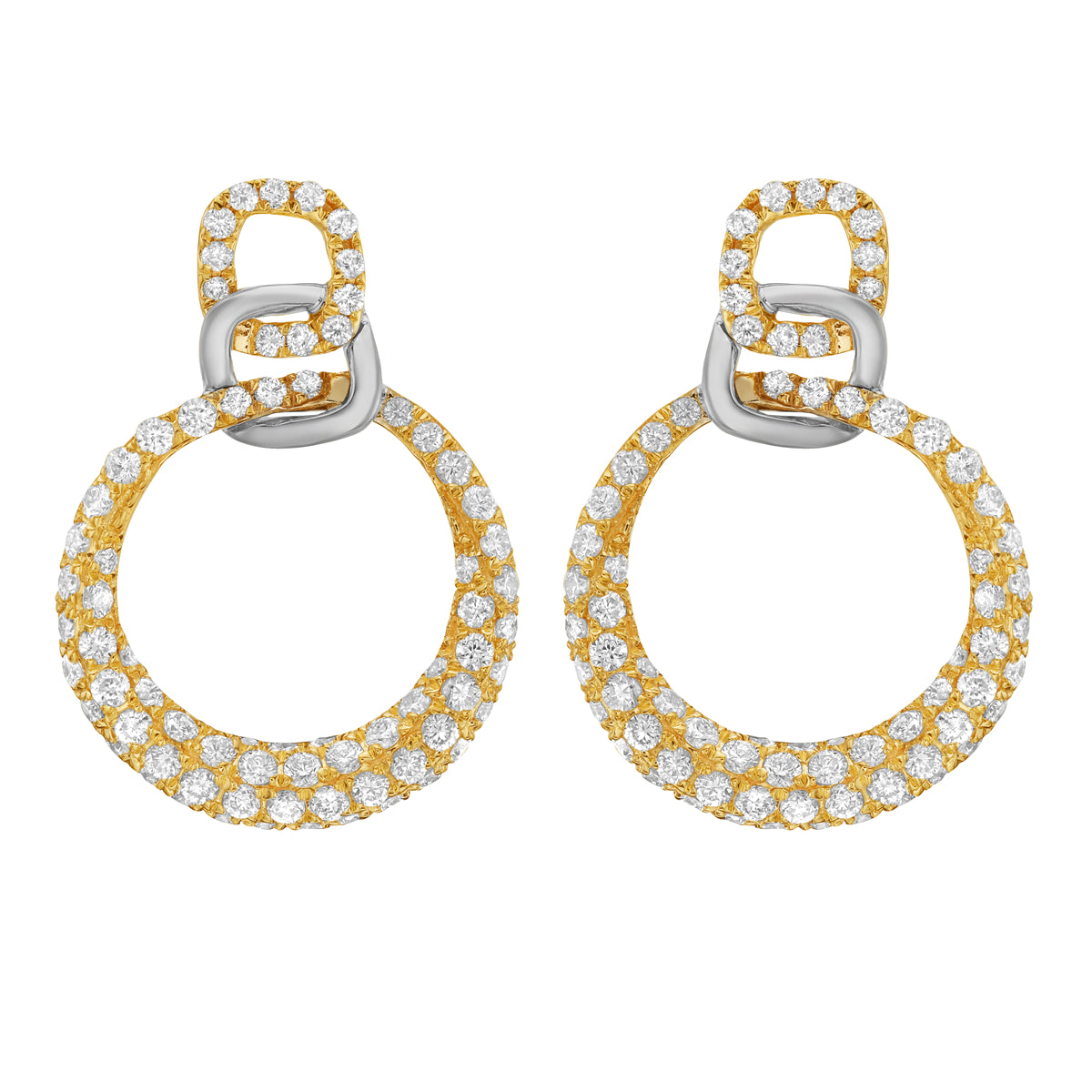 14K Yellow and White Gold Diamond Drop Earrings