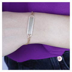 14K Yellow Gold Diamond ID Style Bracelet