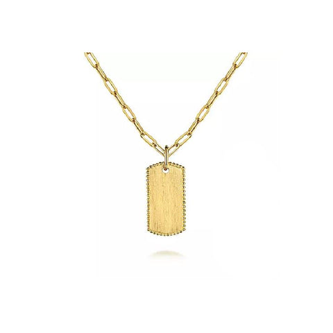 14K Yellow Gold Bujukan Dog Tag Necklace