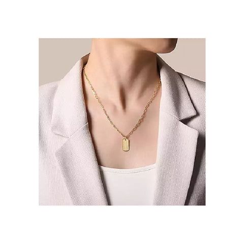 14K Yellow Gold Bujukan Dog Tag Necklace