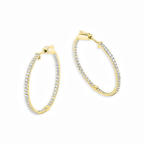 14K Yellow Gold Diamond Hoop Earrings