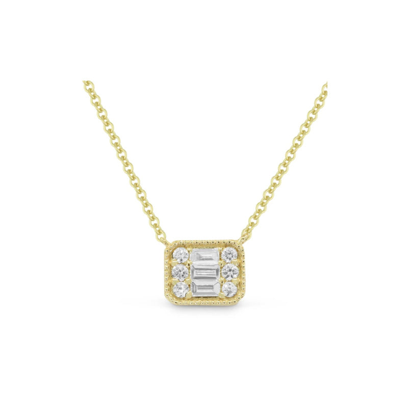 14K Yellow Gold Diamond Cluster Necklace