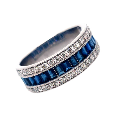 14K White Gold Sapphire and Diamond Ring