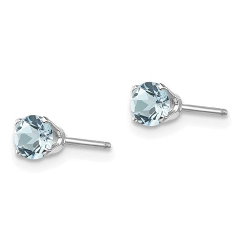 14K White Gold Aquamarine Birthstone Stud Earrings