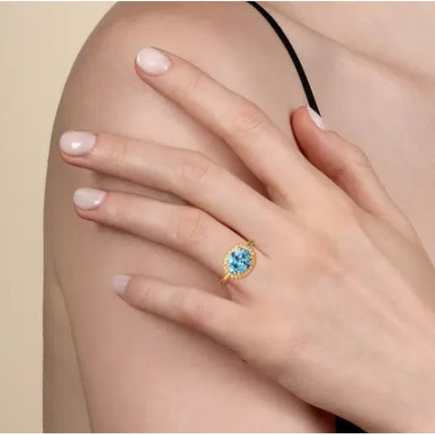 14K Yellow Gold Blue Topaz Ring