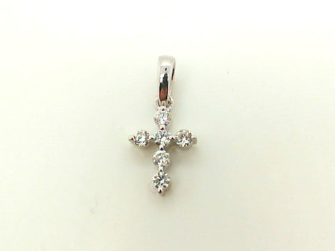14K White Gold Mini Diamond Cross