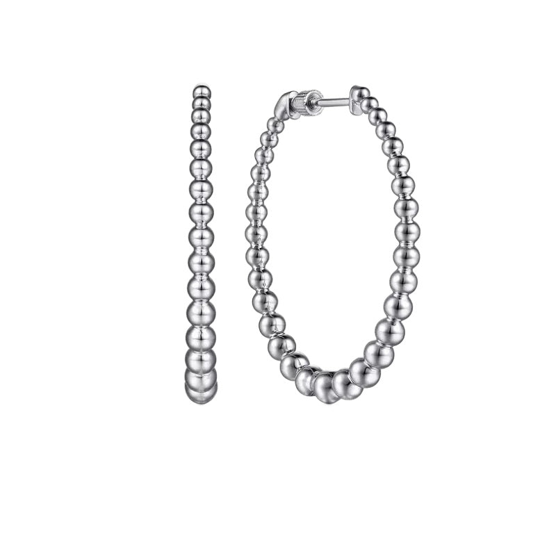 Sterling Silver Beaded Hoop Earrings