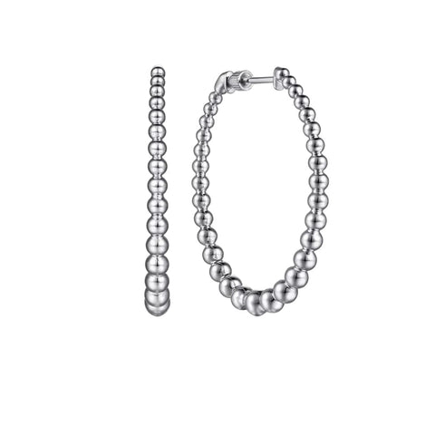 Sterling Silver Beaded Hoop Earrings