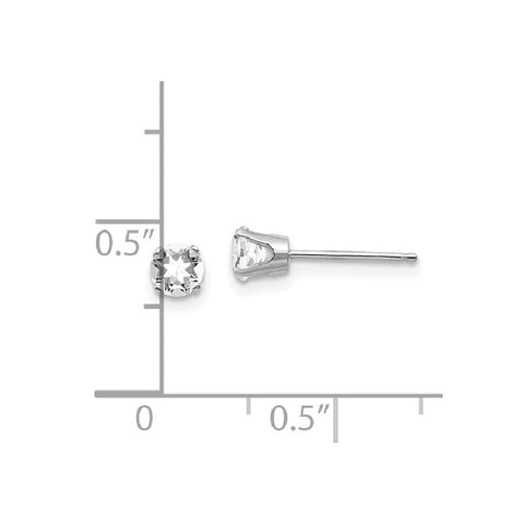 14K White Gold White Topaz Birthstone Stud Earrings