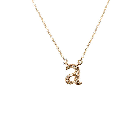 14K Yellow Gold Diamond "A" Initial Necklace