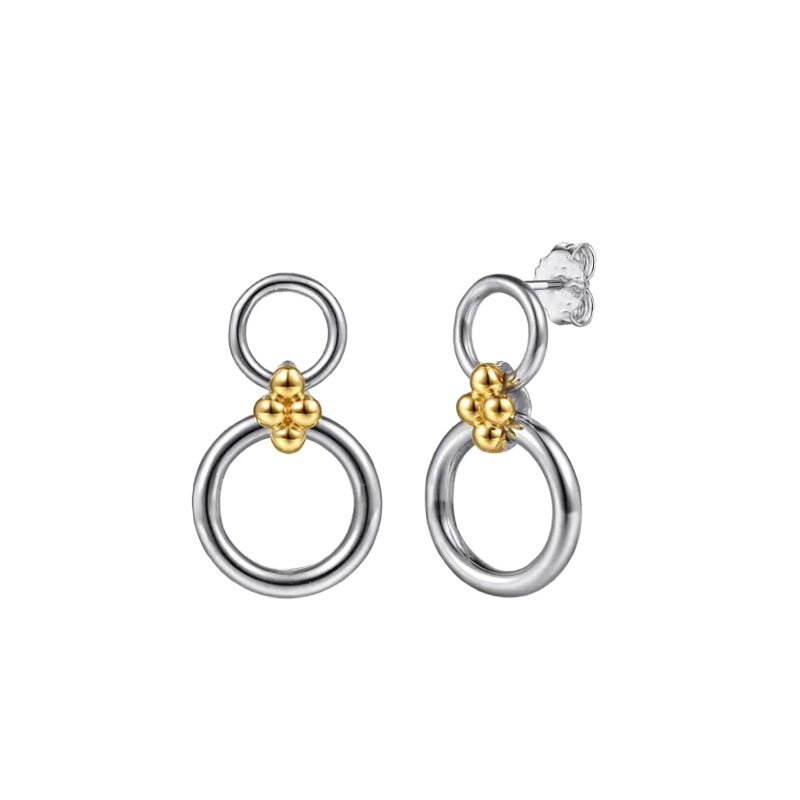 Sterling Silver and 14K Yellow Gold Earrings