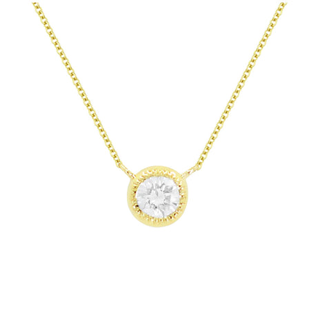14K Yellow Gold Diamond Solitaire Necklace
