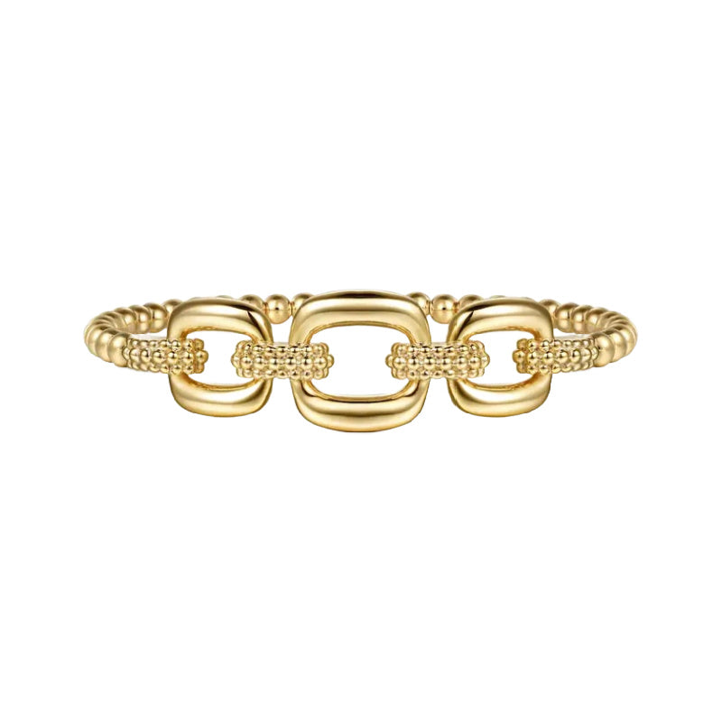 14K Yellow Gold Beaded Bangle Bracelet