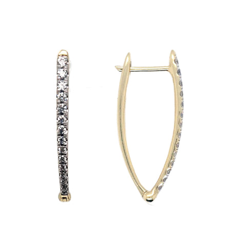 14K Yellow Gold Diamond Hoop Earrings