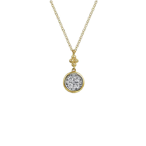 14K Yellow Gold Diamond Cluster Necklace