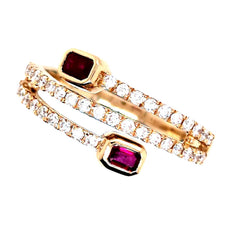 14K Yellow Gold Ruby and Diamond Ring