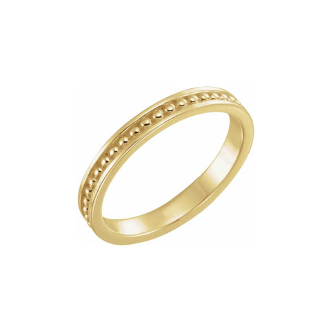 14K Yellow Gold Beaded Stacker Band
