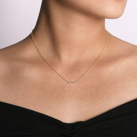 14K Yellow Gold Diamond Bar Necklace