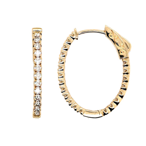 14K Yellow Gold In-Out Diamond Hoop Earrings