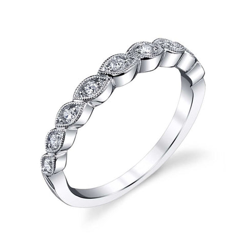 14K White Gold Diamond Patterned Band