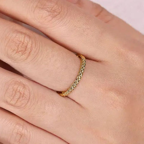 14K Yellow Gold Braided Stackable Band