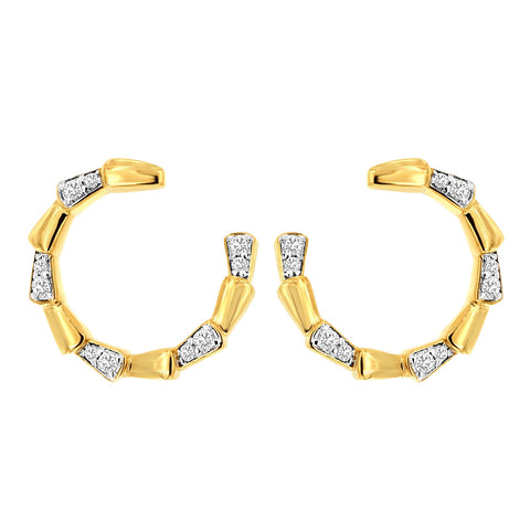 14K Yellow Gold Diamond Hoop Earrings
