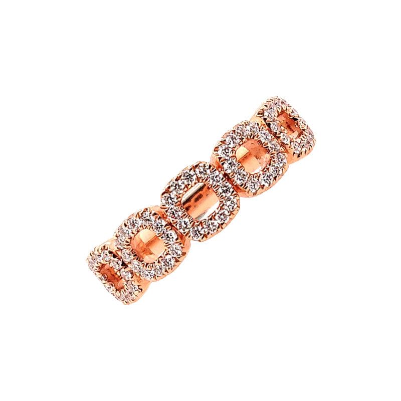 14K Rose Gold Patterned Diamond Ring